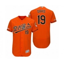 Men's 2019 Asian Heritage Month Baltimore Orioles #19 Chris Davis Orange Korean Flex Base Stitched Jersey