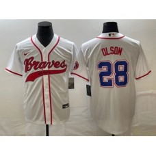 Men's Atlanta Braves #28 Matt Olson White Cool Base Stitched Baseball Jersey