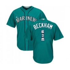 Men's Seattle Mariners #1 Tim Beckham Authentic Teal Green Team Logo Fashion Cool Base Baseball Jersey