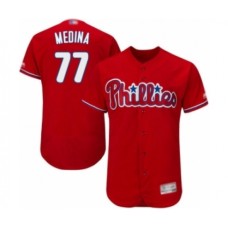 Men's Philadelphia Phillies #77 Adonis Medina Red Alternate Flex Base Authentic Collection Baseball Player Stitched Jersey