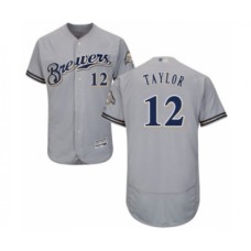 Men's Milwaukee Brewers #12 Tyrone Taylor Grey Road Flex Base Authentic Collection Baseball Player Stitched Jersey