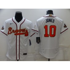 Men's Atlanta Braves #10 Chipper Jones White 2022 Gold Program Authentic Player Stitched Jersey