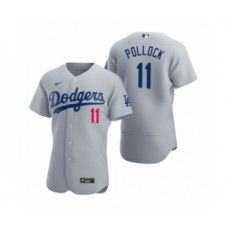 Men's Mlb Los Angeles Dodgers #11 A.J. Pollock Nike Gray Authentic 2020 Alternate Stitched Jersey