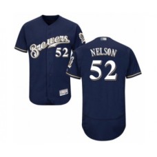 Men's Milwaukee Brewers #52 Jimmy Nelson Navy Blue Alternate Flex Base Authentic Collection Baseball Player Stitched Jersey