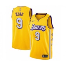 Men's Los Angeles Lakers #9 Luol Deng Swingman Gold 2019-20 City Edition Basketball Stitched Jersey