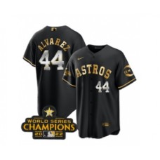 Men's Houston Astros #44 Yordan Alvarez Black Gold 2022 World Serise Champions Stitched Baseball Jersey