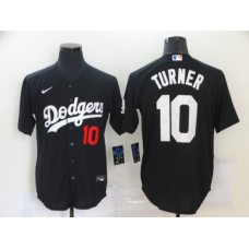 Men's Los Angeles Dodgers #10 Justin Turner Black Nike Royal Replica Alternate Stitched Jersey