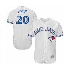 Men's Toronto Blue Jays #20 Derek Fisher White Home Flex Base Authentic Collection Baseball Player Stitched Jersey