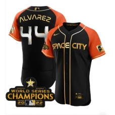 Men's Houston Astros #44 Yordan Alvarez 2023 Black Serise Champions Base Stitched Jerseys