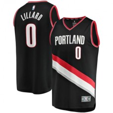 Men's Portland Trail Blazers #0 Damian Lillard Fanatics Branded Black 2020-21 Fast Break Replica Stitched Jersey