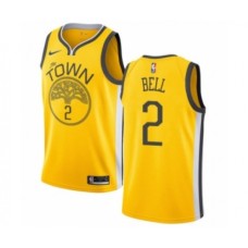 Men's Nike Golden State Warriors #2 Jordan Bell Yellow Swingman Jersey - Earned Edition