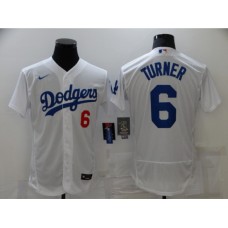 Men's Nike Los Angeles Dodgers #6 Trea Turner White Elite Stitched Jersey