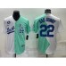 Men's Los Angeles Dodgers #22 Bad Bunny White Green Two Tone 2022 Celebrity Softball Game Cool Base Stitched Jersey