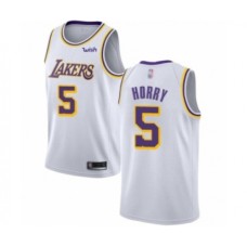 Men's Los Angeles Lakers #5 Robert Horry Authentic White Basketball Jerseys - Association Edition