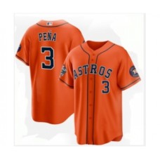 Men's Houston Astros #3 Jeremy Pe?a Orange 2022 World Series Home Stitched Baseball Jersey