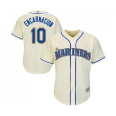 Men's Seattle Mariners #10 Edwin Encarnacion Replica Cream Alternate Cool Base Baseball Jersey