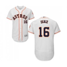 Men's Houston Astros #16 Aledmys Diaz White Home Flex Base Authentic Collection Baseball Jersey