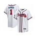 Men's Atlanta Braves #1 Ozzie Albies 2021 White World Series Champions Cool Base Stitched Jersey