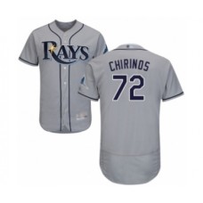 Men's Tampa Bay Rays #72 Yonny Chirinos Grey Road Flex Base Authentic Collection Baseball Player Stitched Jersey