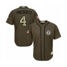 Men's Texas Rangers #4 Dak Prescott Authentic Green Salute to Service Baseball Jersey