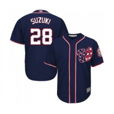 Men's Washington Nationals #28 Kurt Suzuki Replica Navy Blue Alternate 2 Cool Base Baseball Jersey