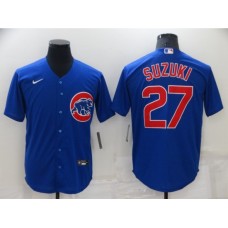 Men's Nike Chicago Cubs #27 Seiya Suzuki Blue Home Flex Base Authentic Collection Stitched Jersey