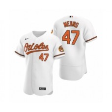 Men's Baltimore Orioles #47 John Means Nike White Authentic 2020 Home Stitched Jersey