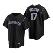 Men's Nike Colorado Rockies #17 Todd Helton Black Alternate Stitched Baseball Jersey