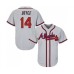 Men's Atlanta Braves #14 Matt Joyce Replica Grey Road Cool Base Baseball Jersey