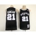 Men's San Antonio Spurs #21 Tim Duncan Black Throwback Swingman Stitched Jersey