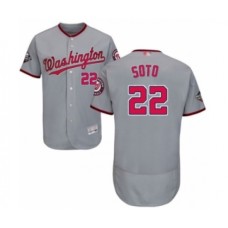 Men's Washington Nationals #22 Juan Soto Grey Road Flex Base Authentic Collection 2019 World Series Bound Baseball Stitched Jersey