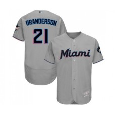 Men's Miami Marlins #21 Curtis Granderson Grey Road Flex Base Authentic Collection Baseball Jersey