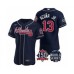 Men's Atlanta Braves #13 Ronald Acuna Jr. 2021 Navy World Series Flex Base With 150th Anniversary Patch Baseball Stitched Jersey