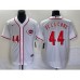 Men's Nike Cincinnati Reds #44 Elly De La Cruz Number White Cool Base Stitched Baseball Jersey1