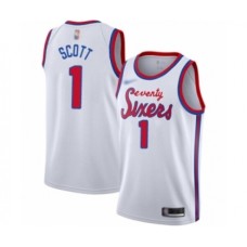 Men's Philadelphia 76ers #1 Mike Scott Authentic White Hardwood Classics Basketball Stitched Jersey