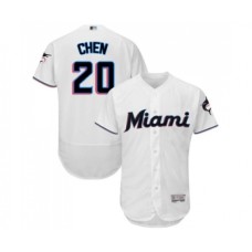 Men's Miami Marlins #20 Wei-Yin Chen White Home Flex Base Authentic Collection Baseball Jersey