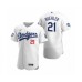 Men's Los Angeles Dodgers #21 Walker Buehler White 2020 World Series Champions Authentic Stitched Jersey