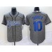 Men's Los Angeles Dodgers #10 Justin Turner Grey Gridiron Cool Base Stitched Baseball Jersey