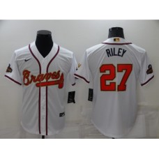 Men's Atlanta Braves #27 Austin Riley Nike White 2022 Gold Program Authentic Player Stitched Jersey