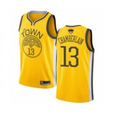 Men's Golden State Warriors #13 Wilt Chamberlain Yellow Swingman 2019 Basketball Finals Bound Jersey - Earned Edition