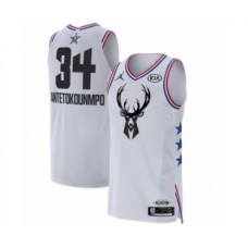 Men's Jordan Milwaukee Bucks #34 Giannis Antetokounmpo Authentic White 2019 All-Star Game Basketball Jersey