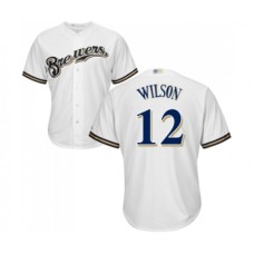 Men's Milwaukee Brewers #12 Alex Wilson Replica White Alternate Cool Base Baseball Jersey