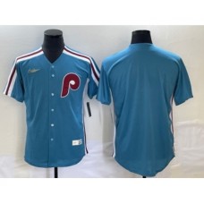 Men's Philadelphia Phillies Blank Blue Cooperstown Throwback Cool Base Nike Stitched Jersey