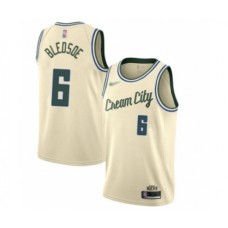 Men's Milwaukee Bucks #6 Eric Bledsoe Swingman Cream Basketball Stitched Jersey - 2019 20 City Edition