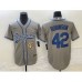 Men's Los Angeles Dodgers #42 Jackie Robinson Number Grey Cool Base Stitched Baseball Jersey