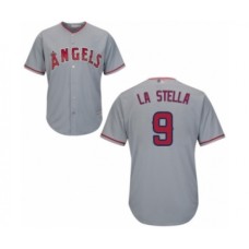 Men's Los Angeles Angels of Anaheim #9 Tommy La Stella Replica Grey Road Cool Base Baseball Jersey