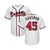 Men's Atlanta Braves #45 Kevin Gausman Authentic White Team Logo Fashion Cool Base Baseball Jersey