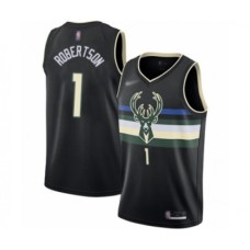 Men's Milwaukee Bucks #1 Oscar Robertson Authentic Black Finished Basketball Stitched Jersey - Statement Edition