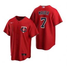 Men's Nike Minnesota Twins #7 Joe Mauer Red Alternate Stitched Baseball Jersey