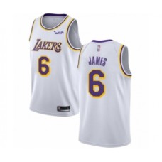 Men's Los Angeles Lakers #6 LeBron James Authentic White Basketball Jersey - Association Edition